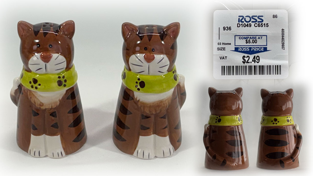 キジトラ猫のソルト&ペッパー入れ